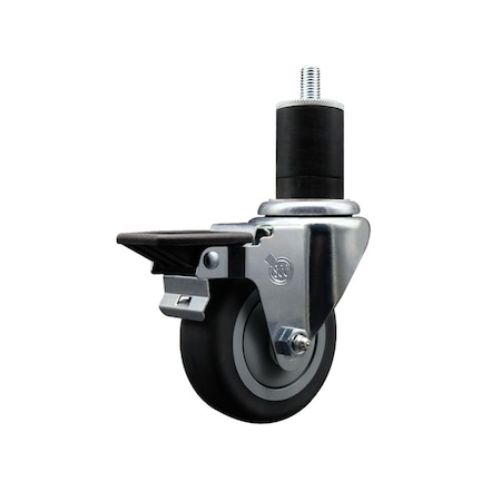 Service Caster 3.5'' Thermoplastic Rubber Swivel 1-3/4'' Expanding Stem Caster with Brake SCC-EX20S3514-TPRB-PLB-134